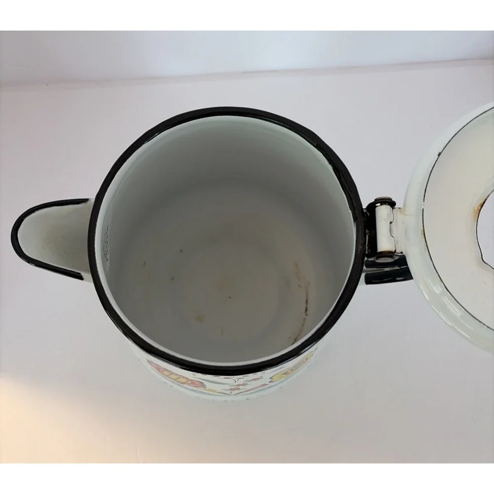 Vintage 1960's BERGGREN Scandinavian Enamelware Large Coffee Pot As Is